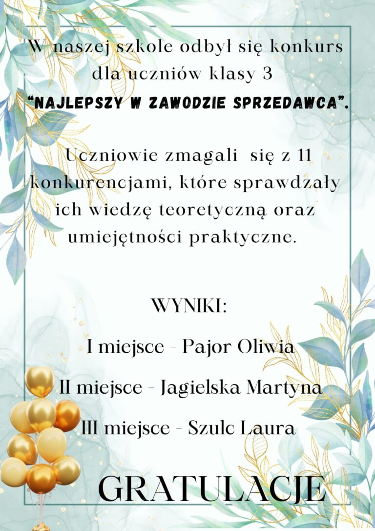 Konkurs "Najlepszy w Zawodzie Sprzedawca"
